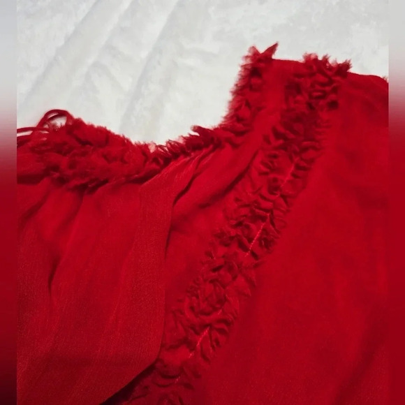 NWT ALEXIS Belicia Sheer Organza Cold Shoulder Top with Ruffled-Trim, 100% Silk - Picture 6 of 15